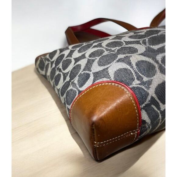 Vintage Coach 7023 Signature Denim Stripe Small Tote Bag & 8697 Skinny Wristlet - Picture 12 of 15